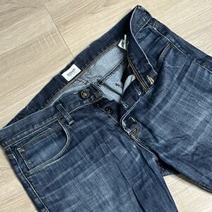 Hudson Mens 34x33 Byron Straight Dark Wash Button Fly 5 Pocket Jeans